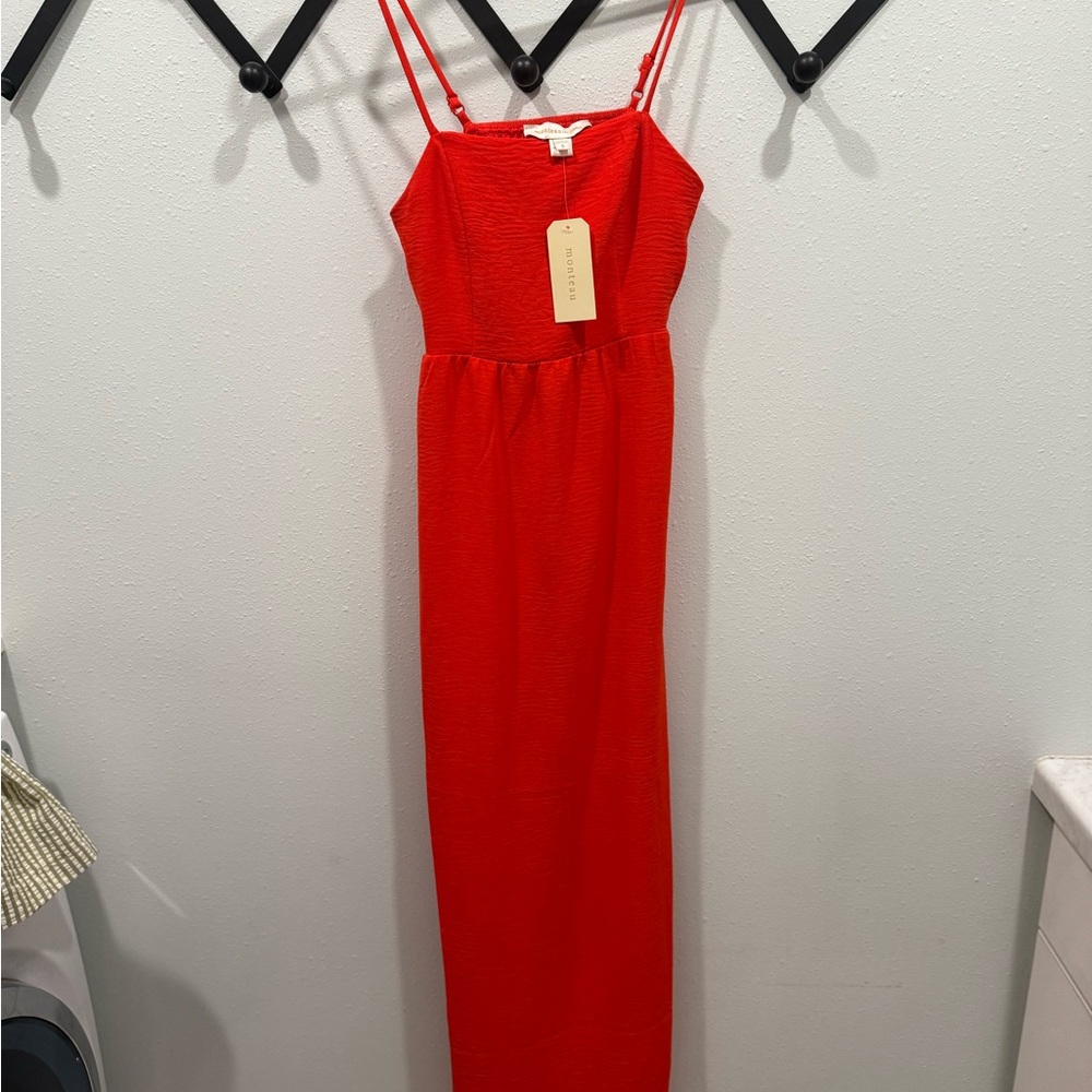 Monteau Red Spaghetti Strap Maxi Sundress (new with tags)